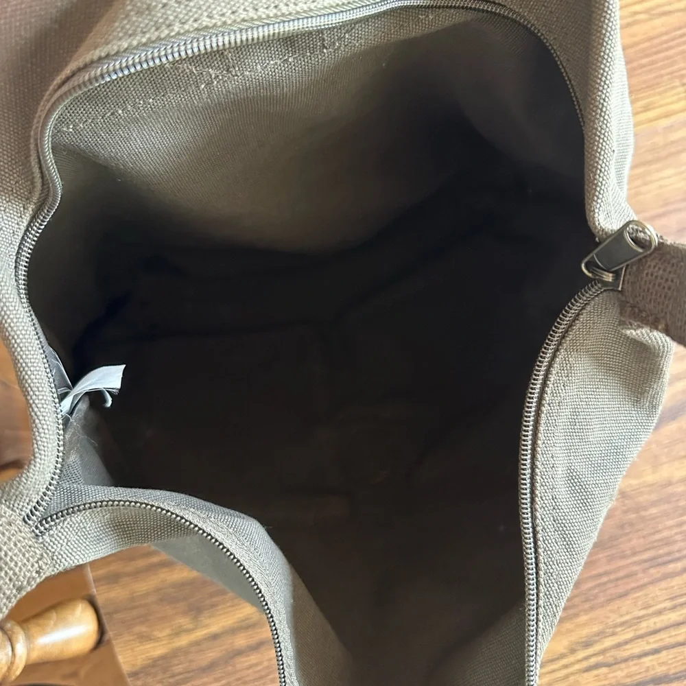 Vintage High Sierra Olive Canvas Backpack with Brown Leather Trim